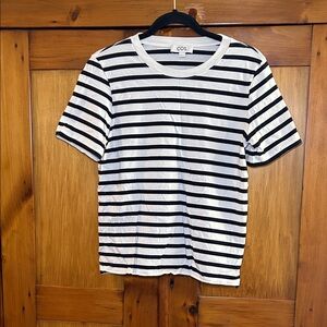 COS Monochrome Striped Tee, Size S, black and white striped, 100% cotton